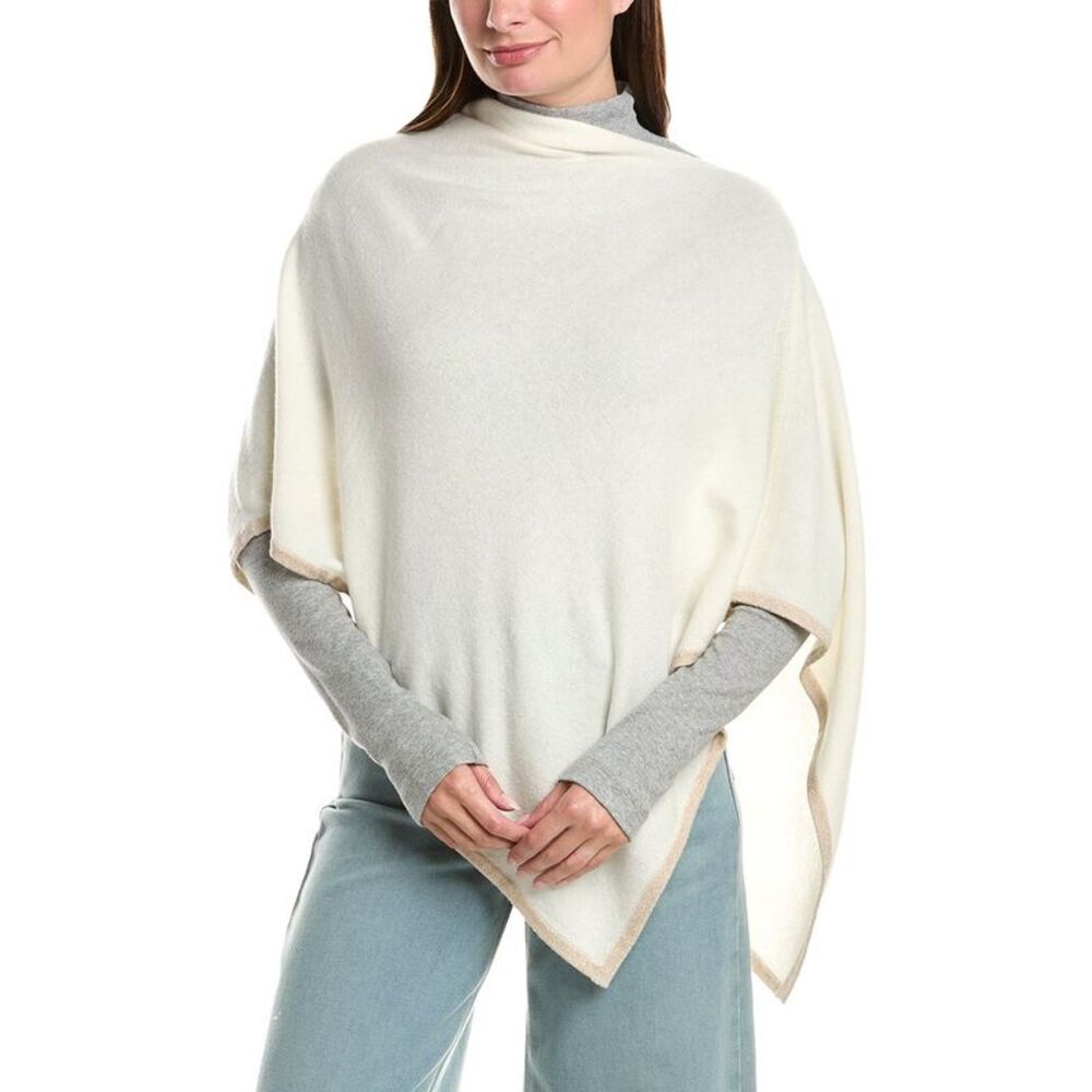 Sofiacashmere Asymmetrical Cashmere-Blend Poncho, White